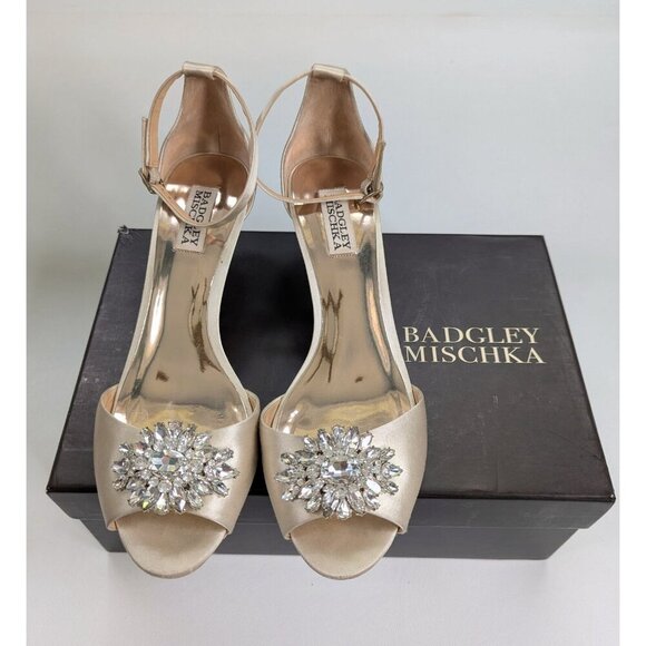 Badgely Mischka Sainte Crystal Embellished Formal Wedding Shoes Size 9 With Box - Picture 1 of 10